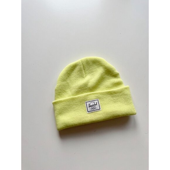 HERSCHEL Elmer Highlighter Yellow Acrylic Knit Beanie Toque Hat - Picture 3 of 12